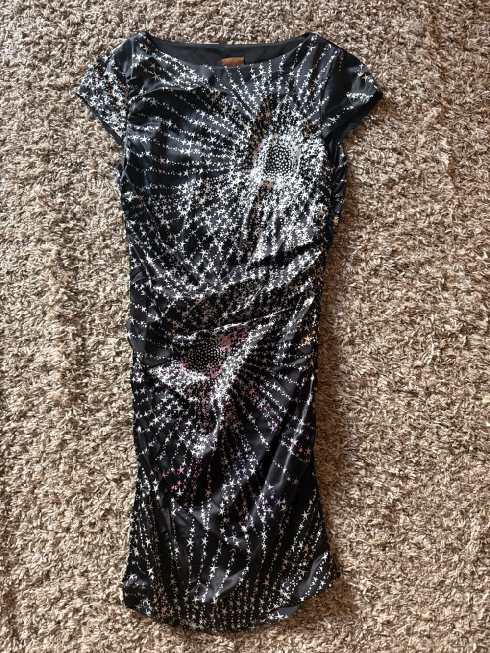 Ali Ro size 2 black Starburst Ruched silk Mini Dress